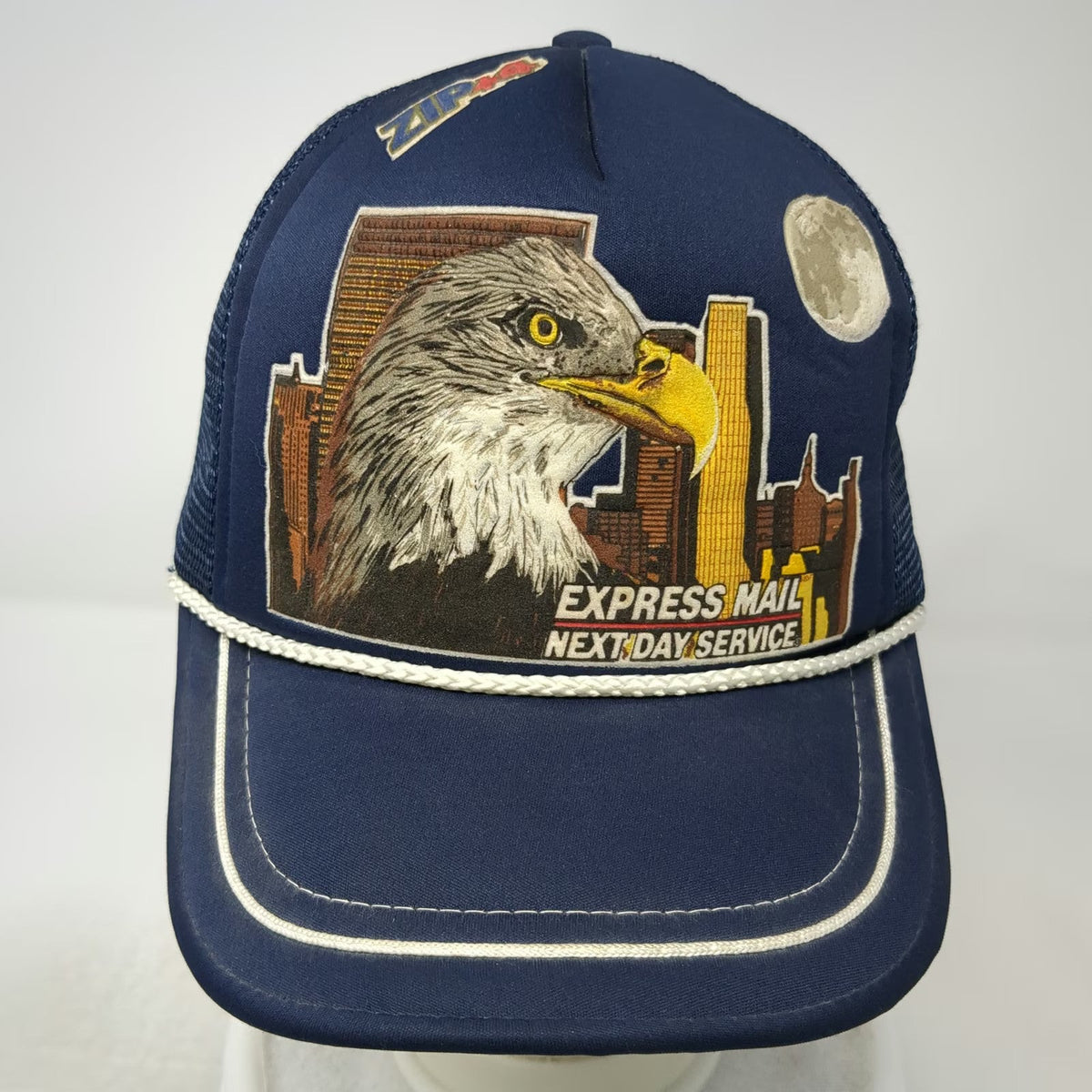 U.S. Crownco USPS Express Mail Eagle NYC Skyline Blue Trucker Hat One Size Rope