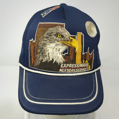 U.S. Crownco USPS Express Mail Eagle NYC Skyline Blue Trucker Hat One Size Rope