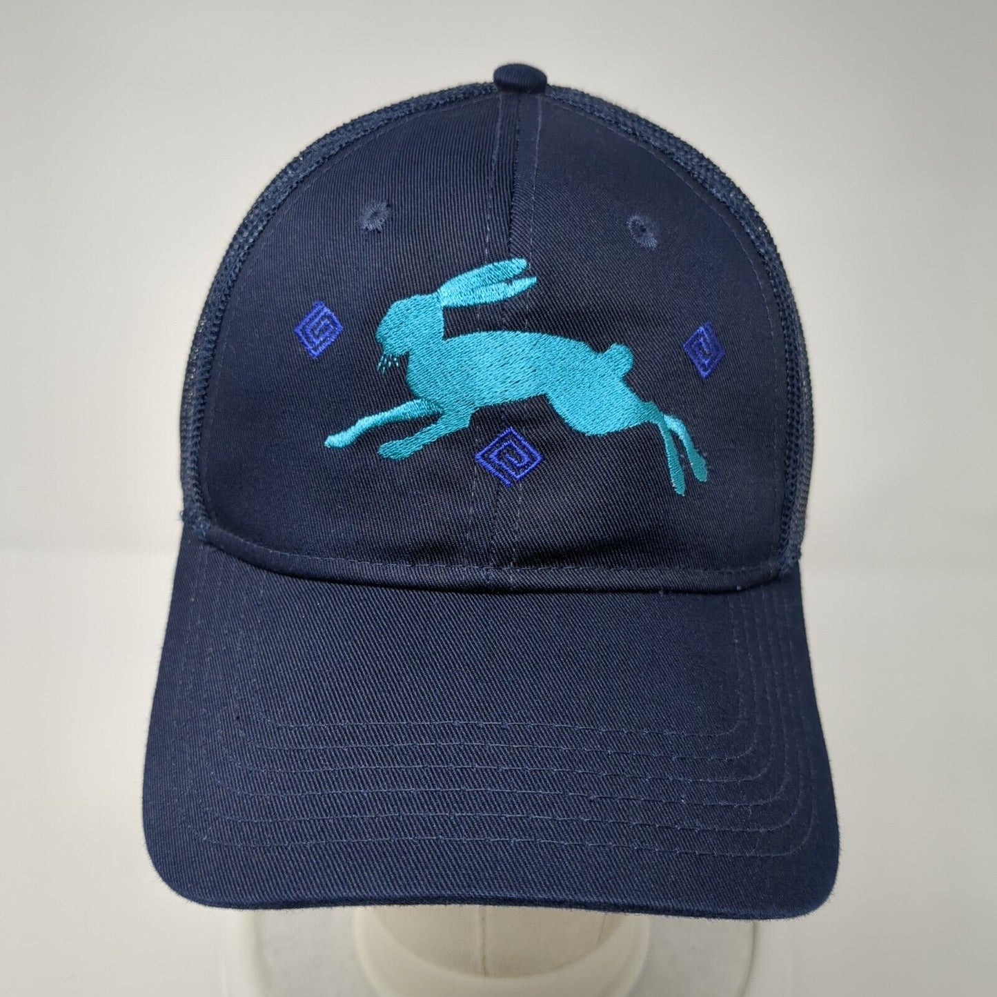 Rabbit Snapback Mesh Back Trucker Hat Blue One Size Embroidered Otto