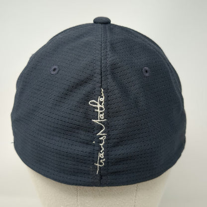 TravisMathew Baseball Cap Blue M Flexfit Embroidered Script Logo Polyester Hat