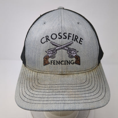 Crossfire Fencing Snapback Trucker Hat Gray OS Adjustable Mesh Back Richardson