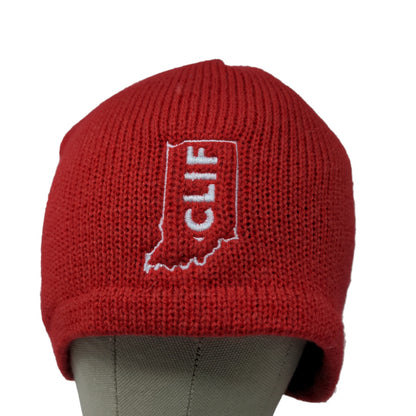 CLIF Bar Men's Knit Beanie Hat Red Embroidered Logo 100% Acrylic