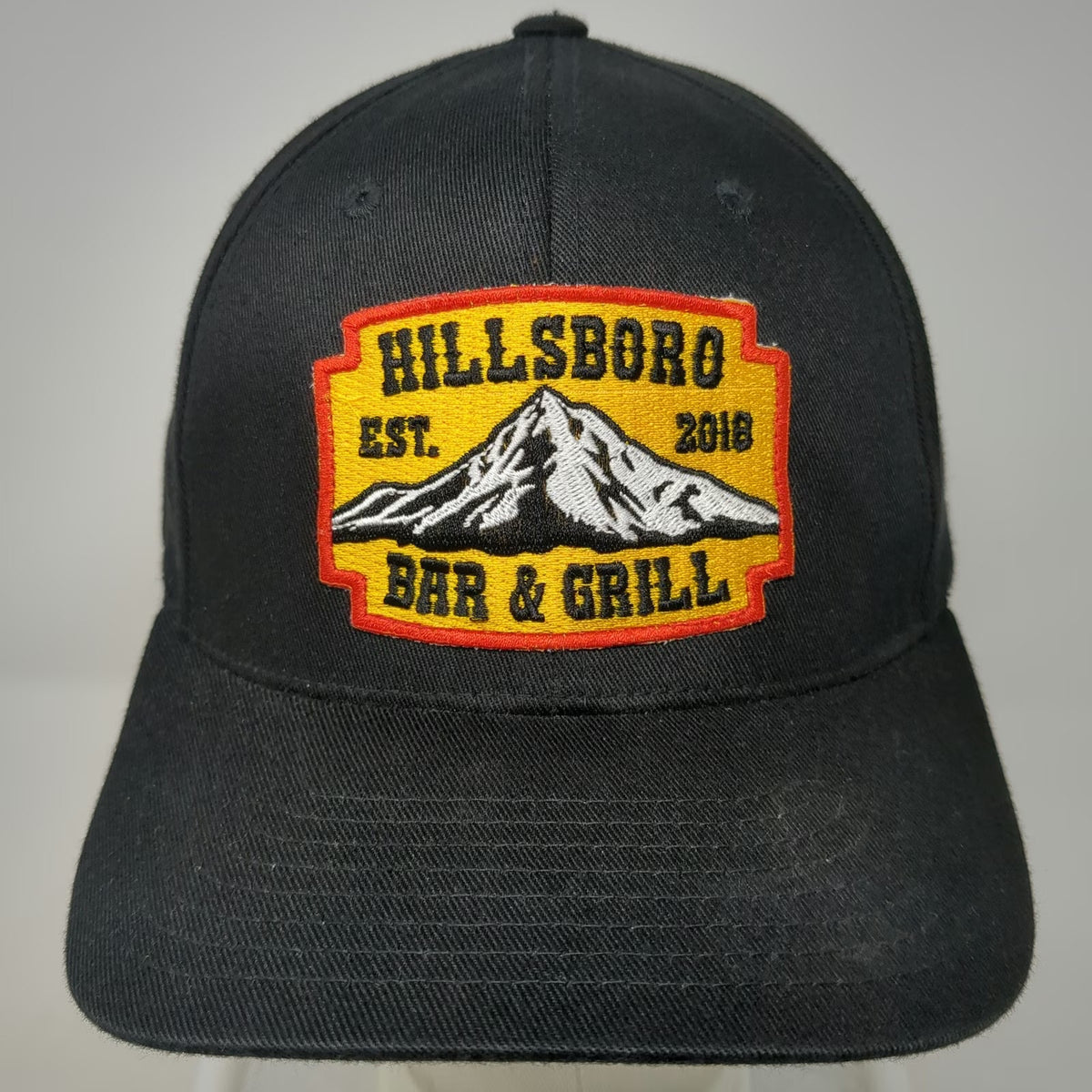 Flexfit Baseball Cap Black XL Hillsboro Bar & Grill Patch Mountain Fitted Hat