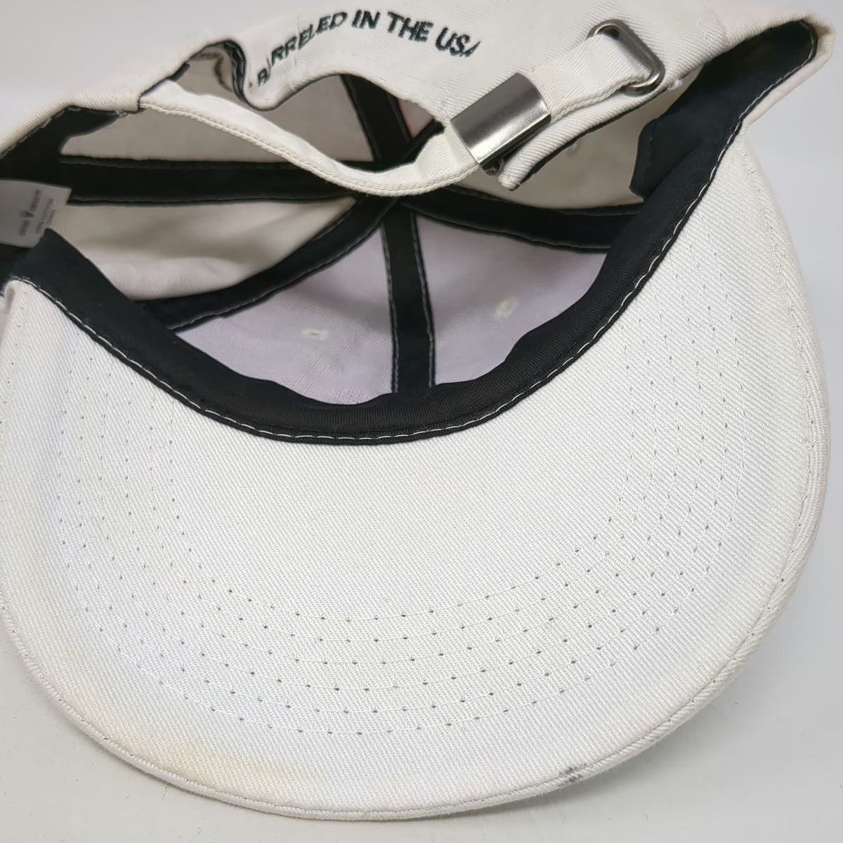 Jim Beam Baseball Cap White One Size Slideback Born Barreled USA Logo Hat