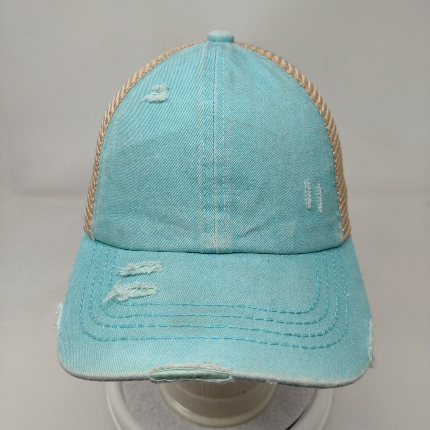 C.C Exclusives Strapback Mesh Back Trucker Hat Multi One Size Ponytail