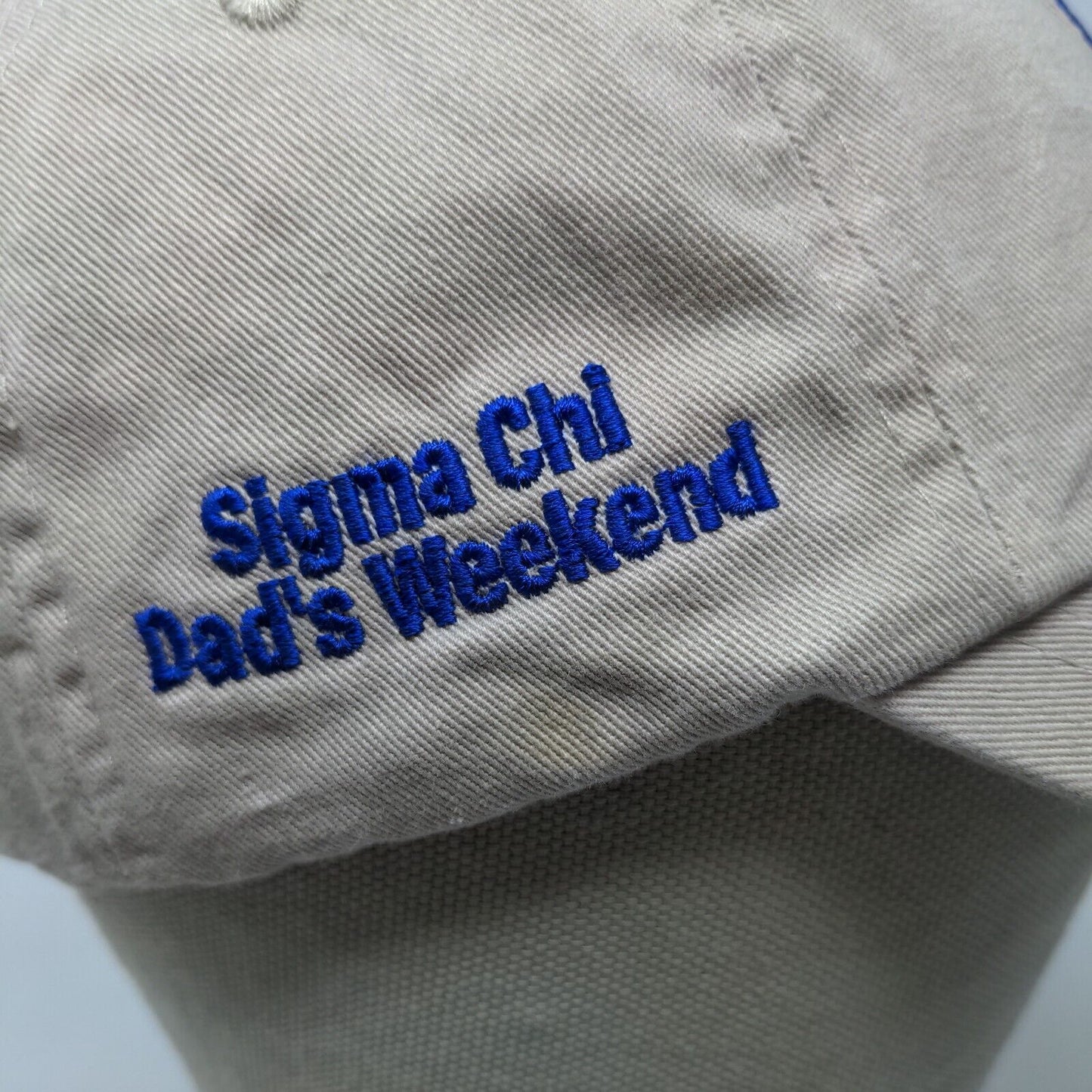 Sigma Chi Men's Slideback Hat Tan Embroidered Cross Logo Dad's Weekend Cotton