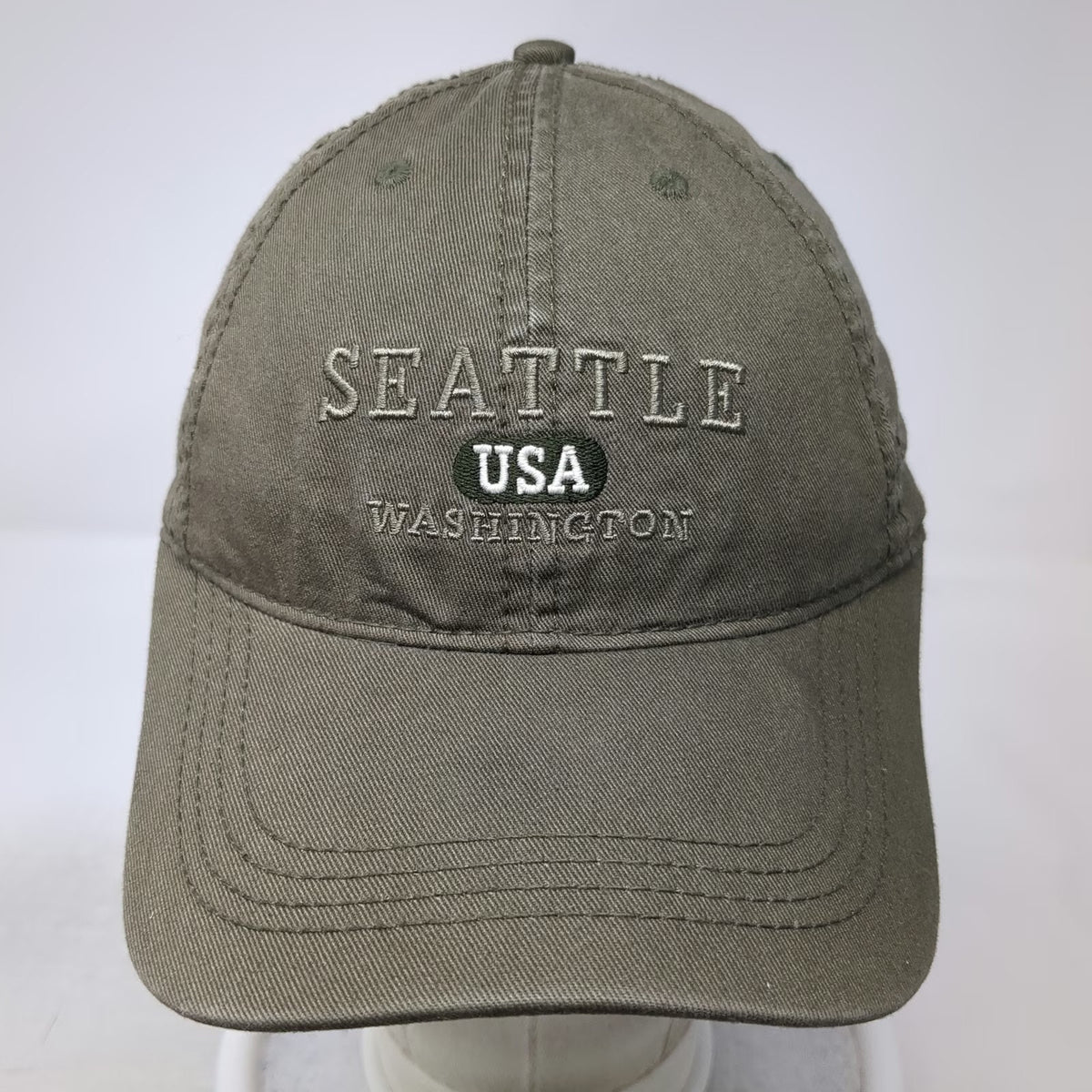 Prairie Mountain Seattle USA Baseball Cap Green White One Size Slideback Hat