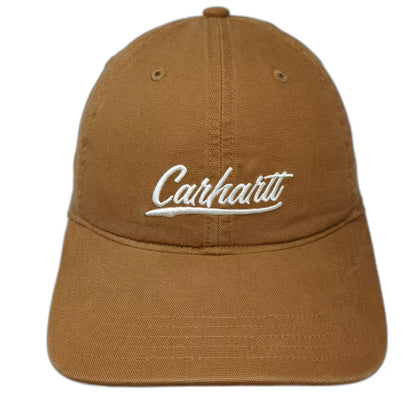 Carhartt Baseball Cap Brown One Size Script Embroidered Canvas Slideback Hat