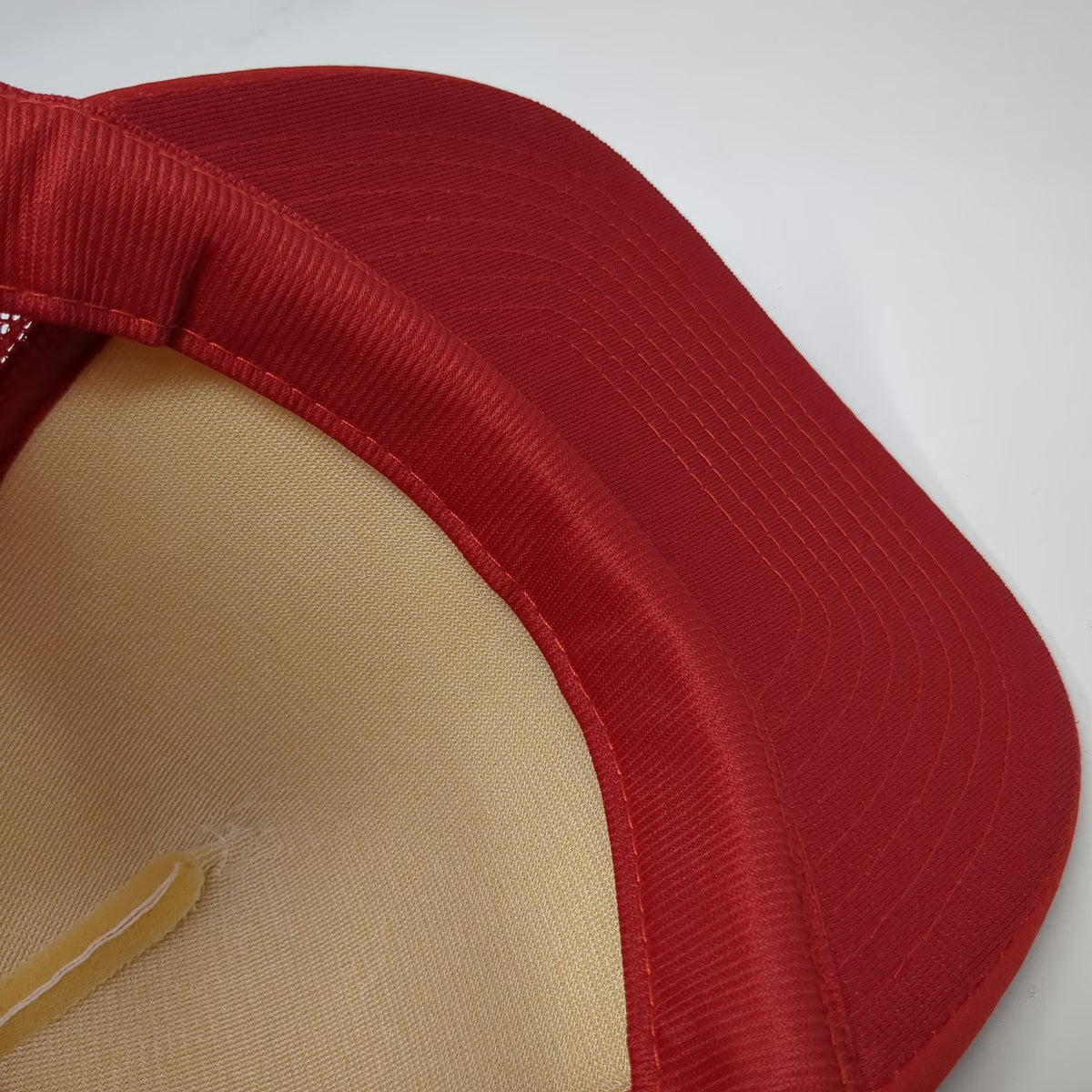 San Sun Design West Architecture Trucker Hat Red White One Size Mesh Snapback