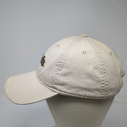 Cabela's Baseball Cap Beige One Size Distressed Embroidered Logo Strapback Hat