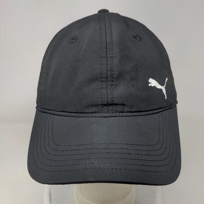 Puma Strapback Hat Black One Size Adjustable Solid 6 Panel Vent Holes