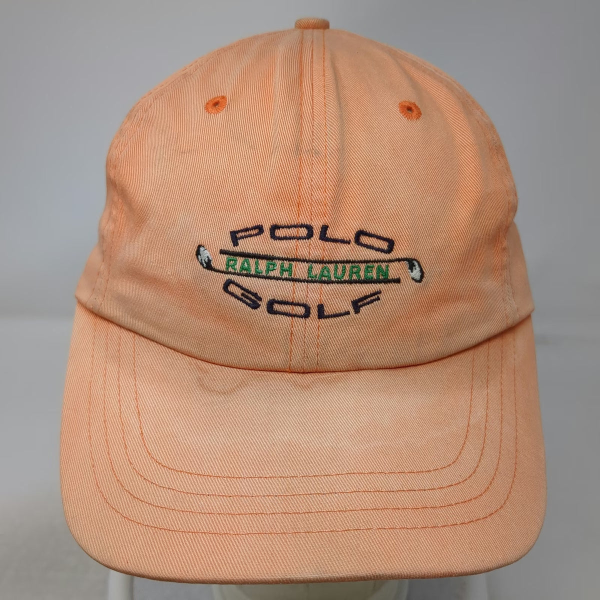Polo Ralph Lauren Orange Baseball Cap Golf Underbrim Strapback Hat Vintage