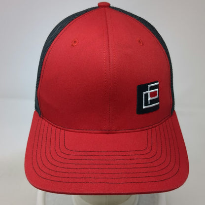 Richardson Trucker Hat Red One Size Mesh Snapback Engelmann-Partners Logo Black