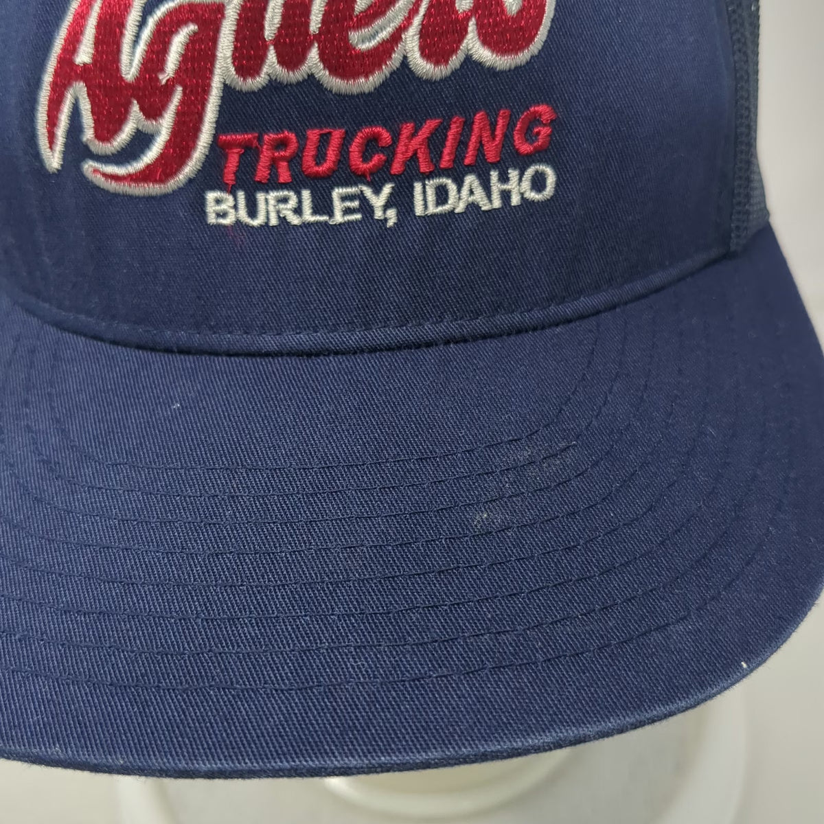 Sport-Tek Trucker Hat Blue Red White One Size Mesh Back Snapback Aguero Idaho