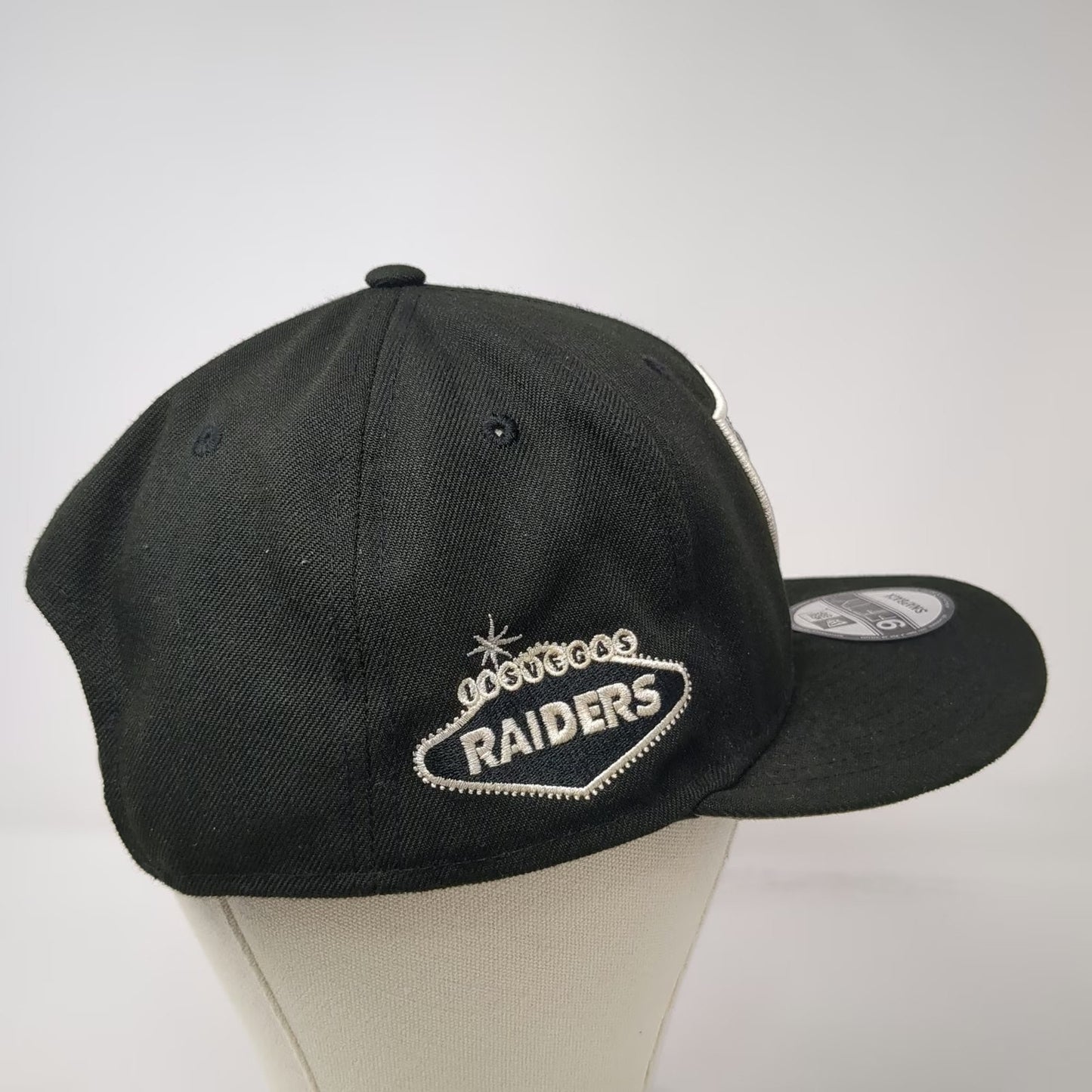 Las Vegas Raiders NFL New Era Snapback Black One Size Flat Brim Side Patch Hat