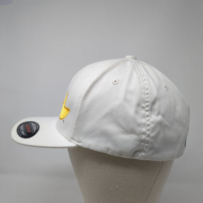 Yupoong Fitted Hat White L/XL Flexfit Embroidered Vented Holes 6 Panel