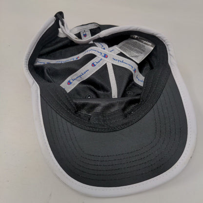 Champion Strapback Hat Black OSFA Adjustable Embroidered Vented Holes 6 Panel