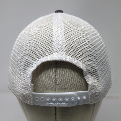 Richardson Trucker Hat Gray White L Mesh ZEISS Logo Snapback Contrast Stitching