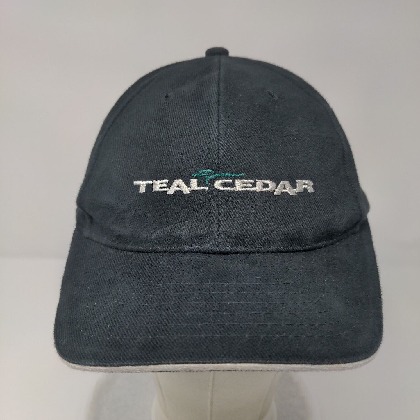 Teal Cedar Strapback Hat Black Adjustable Embroidered AJM International