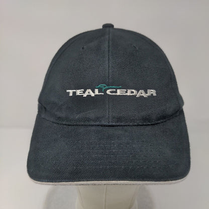 Teal Cedar Strapback Hat Black Adjustable Embroidered AJM International