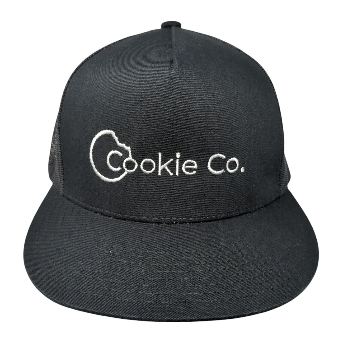 Cookie Co. Snapback Trucker Hat Black One Size Mesh Back Embroidered
