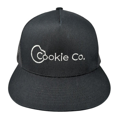 Cookie Co. Snapback Trucker Hat Black One Size Mesh Back Embroidered