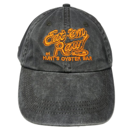 Anvil Baseball Cap Gray One Size Hunt's Oyster Bar Eat em Raw Slideback Hat