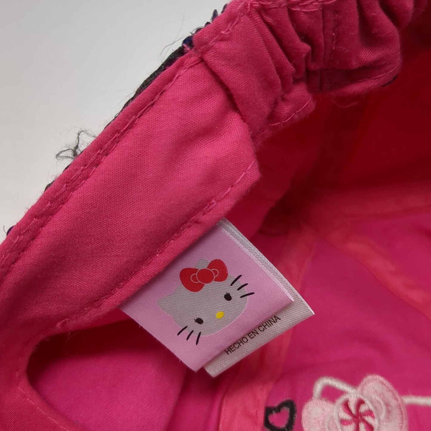 Hello Kitty by Sanrio Fitted Hat Pink One Size Embroidered Bow Sequin