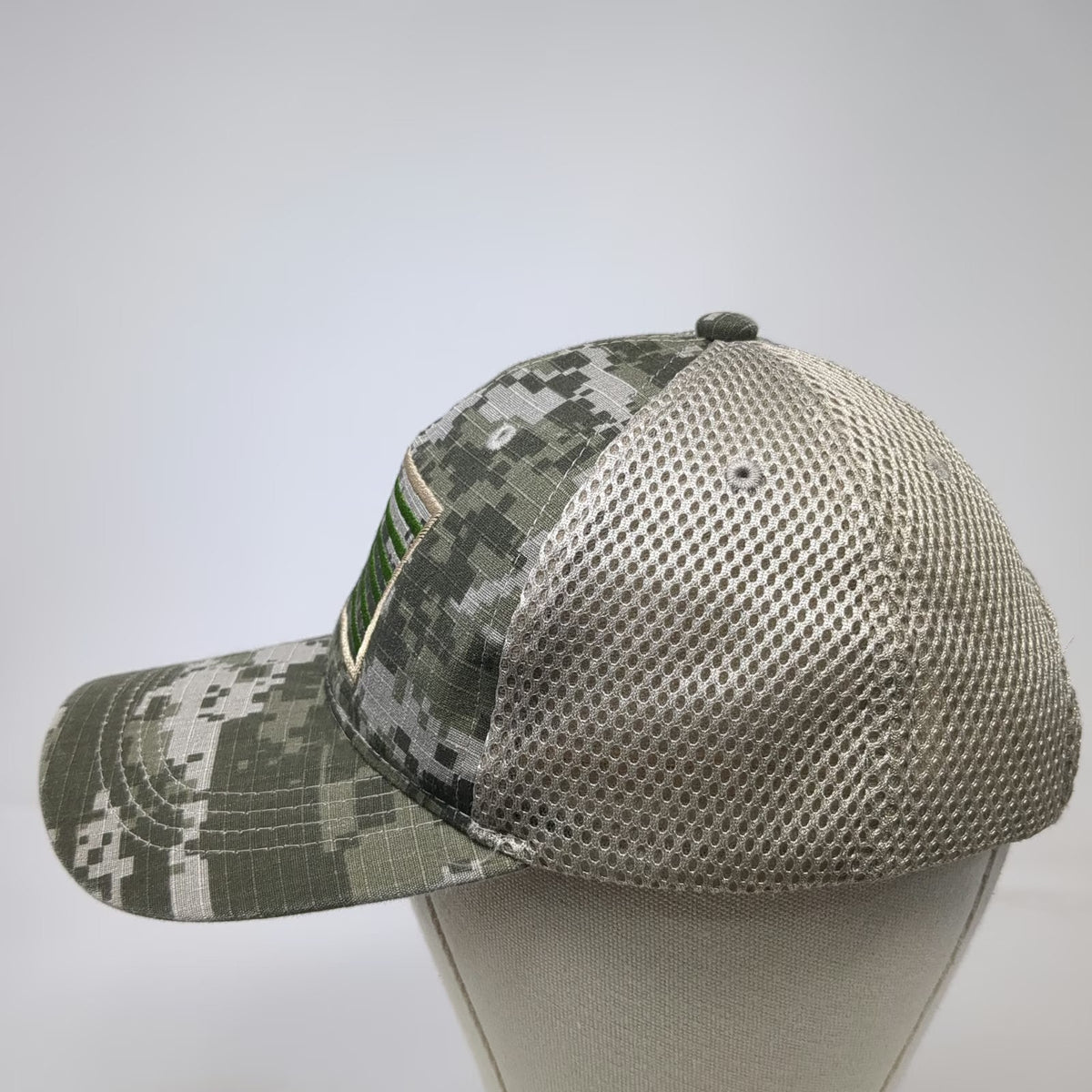 Green Camo Baseball Cap One Size Mesh Back American Flag Strapback Tactical Hat