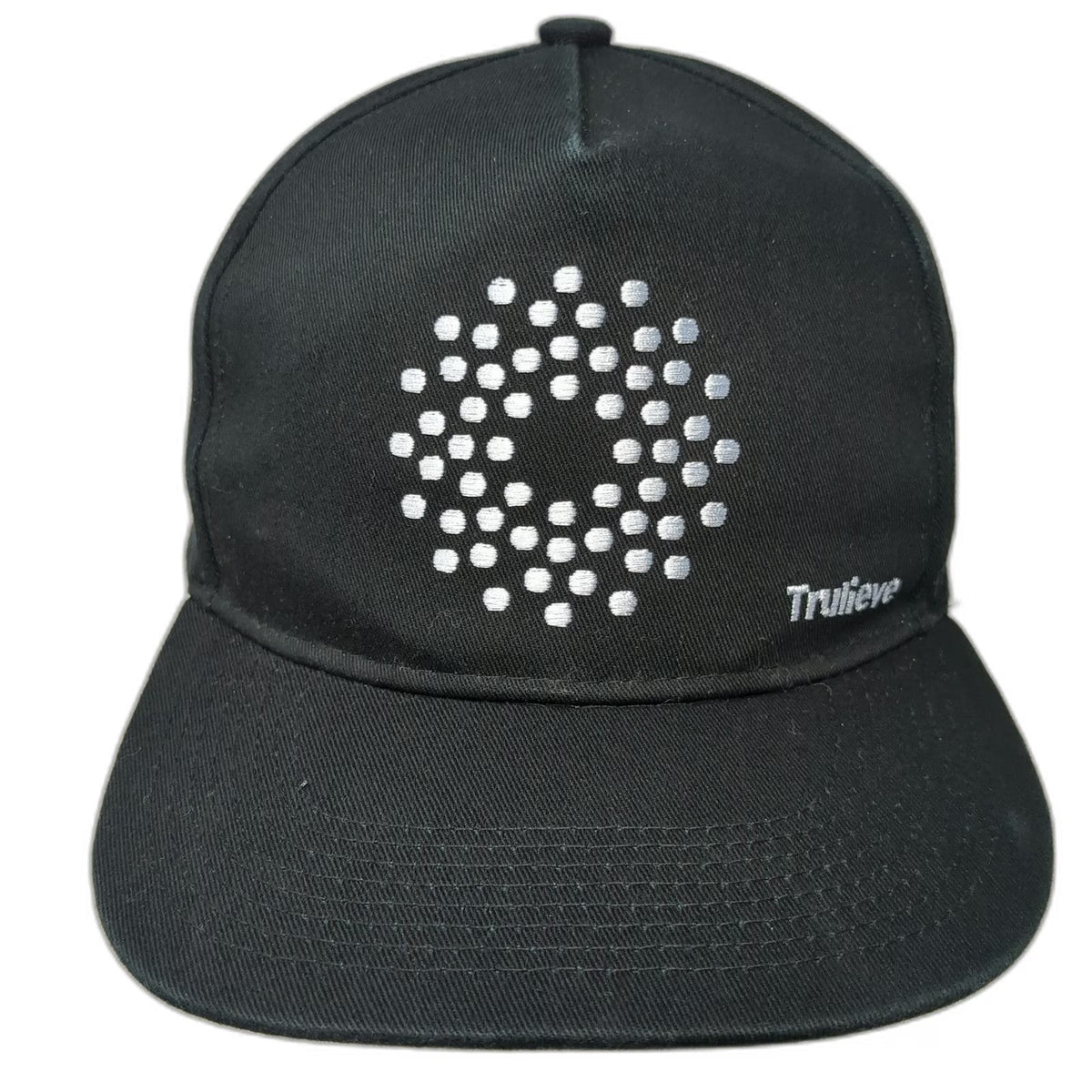 Trulieve 710 Black 5 Panel One Size Snapback Cotton Hat Embroidered Mandala Logo