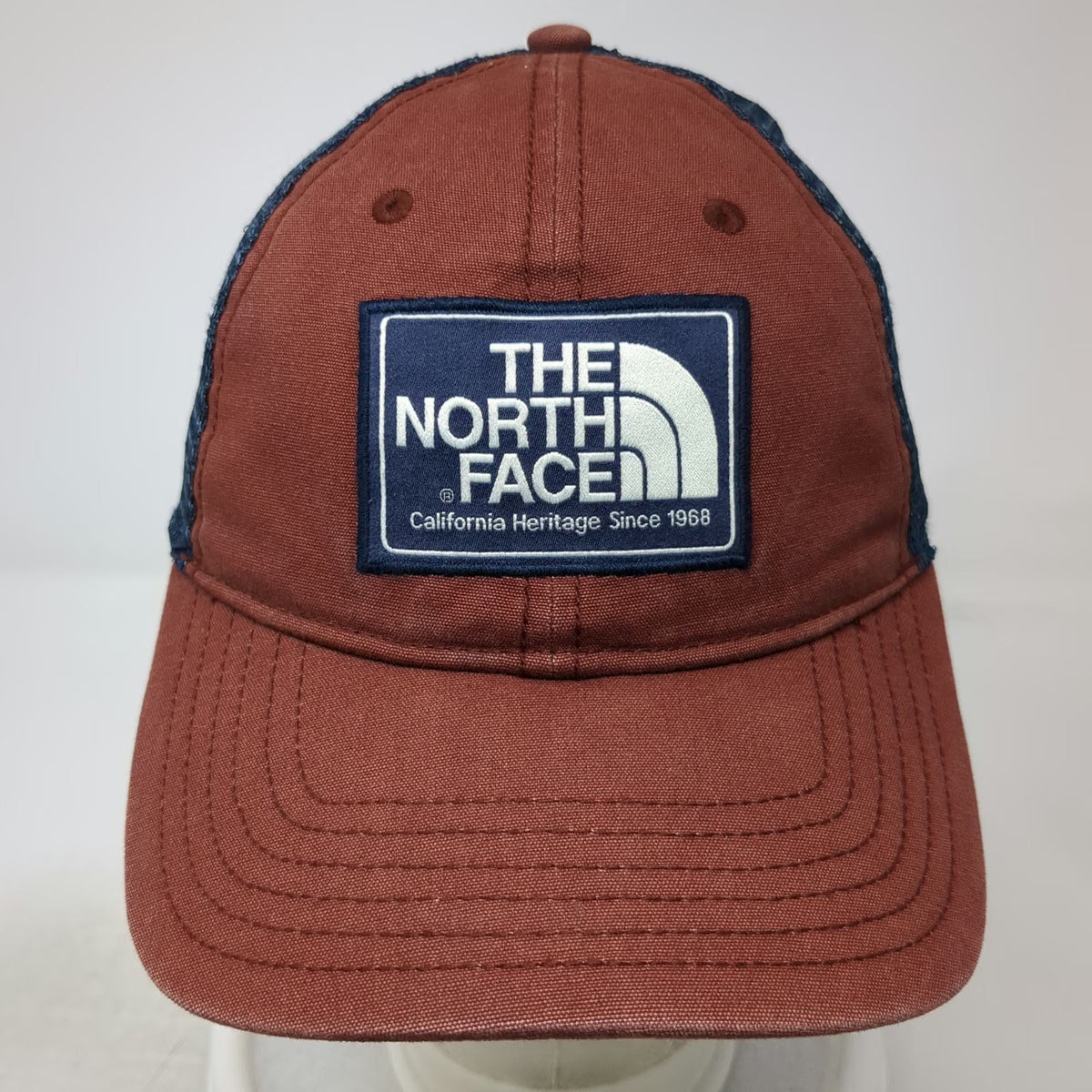 The North Face Trucker Hat Red Blue One Size Snapback Logo Patch California Hat