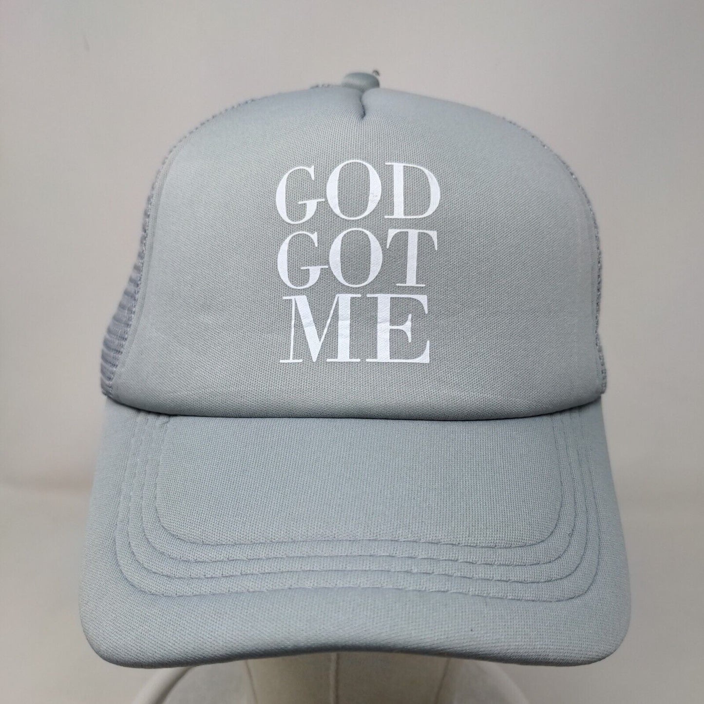 God Got Me Snapback Trucker Hat Gray One Size Mesh Back Adjustable 5 Panel