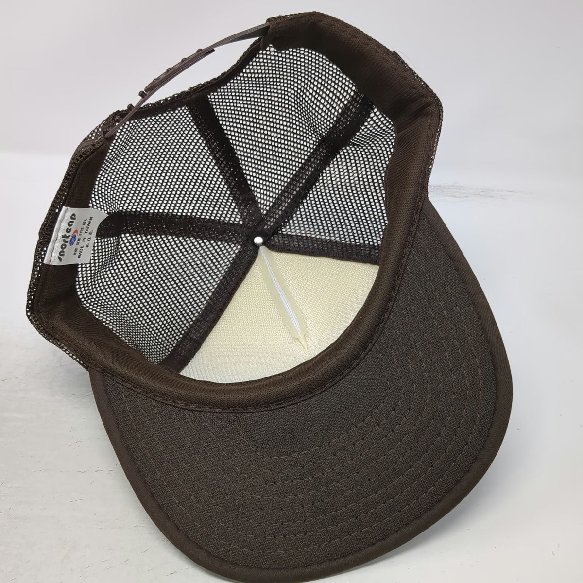 Sportcap Trucker Hat Brown One Size Mesh Back White Asphalt Paving Road Print
