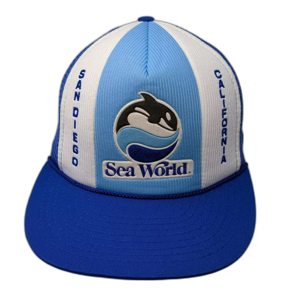 SeaWorld San Diego California Orca Whale Embroidered Blue Trucker Hat One Size
