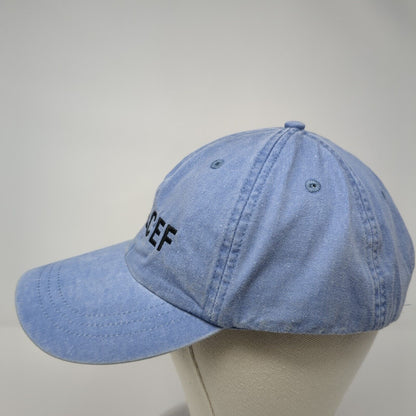 LCEF Slideback Hat Blue One Size Adjustable Leather Strap Adams 6 Panel