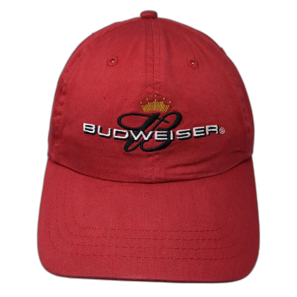 Budweiser Baseball Cap Red One Size Script B Crown Logo Cotton Slideback Hat