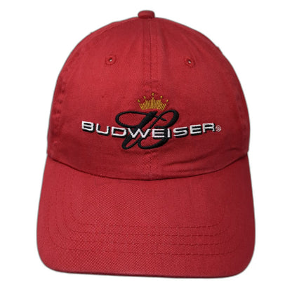 Budweiser Baseball Cap Red One Size Script B Crown Logo Cotton Slideback Hat