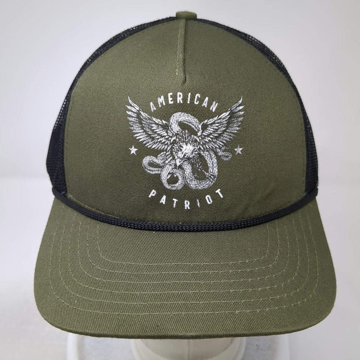 Bass Pro Shops Trucker Hat Green One Size Snapback American Patriot Eagle Rope