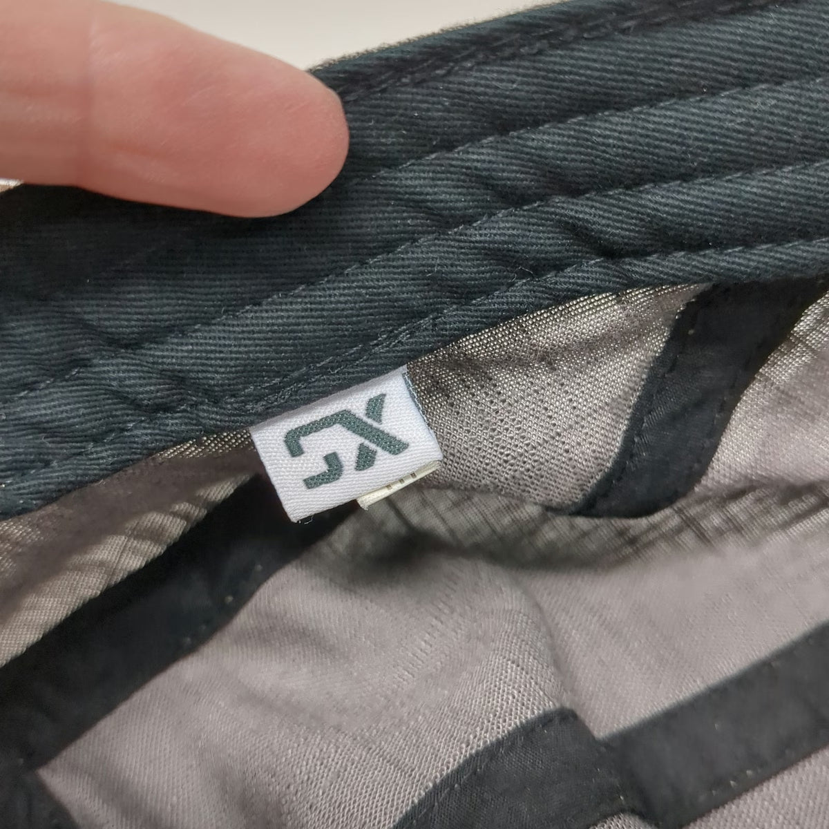 XC 5 Panel Hat Gray Pink White One Size Abstract Pattern Flat Brim Slideback