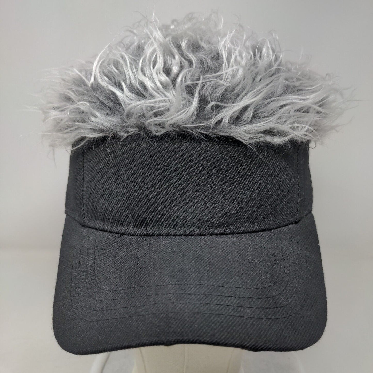Unbranded Strapback Sun Visor Hat Hair Wig Black One Size Adjustable