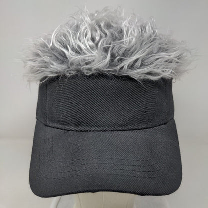 Unbranded Strapback Sun Visor Hat Hair Wig Black One Size Adjustable