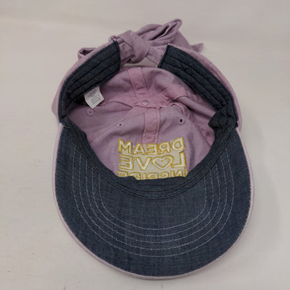 Dream Love Inspire Tie Back Hat Purple OSFM Adjustable Embroidered