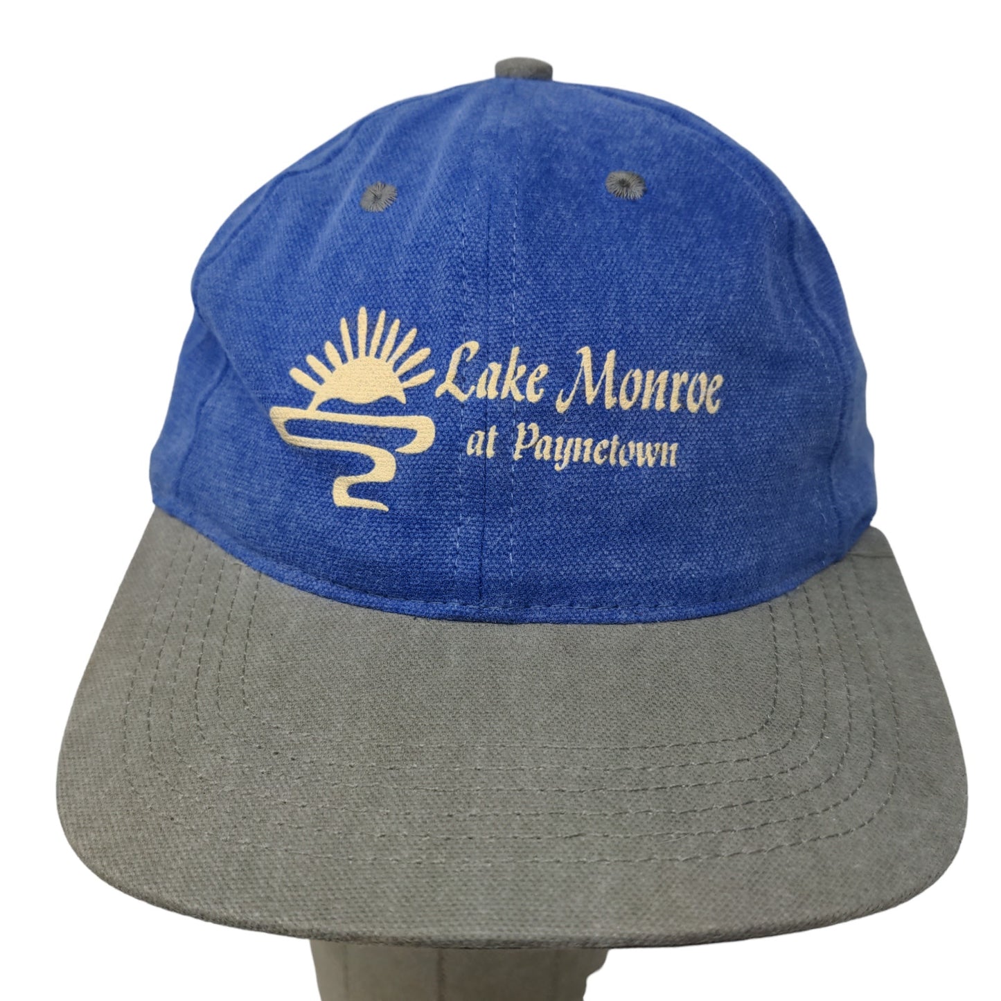 Unbranded Men's Snapback Hat Blue OSFA Graphic Lake Monroe Paynetown Logo Cotton