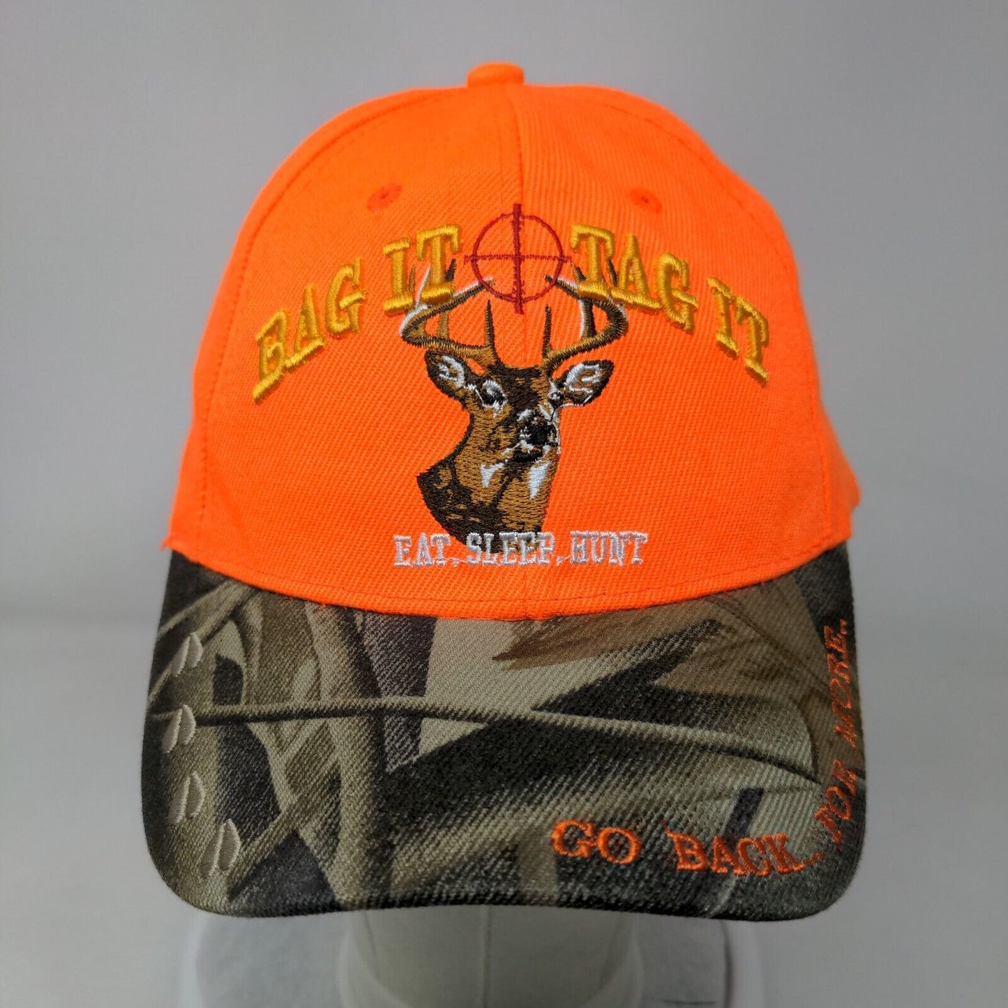 Bag It Tag It Eat Sleep Hunt Strapback Hat Multi OSFA Embroidered 6 Panel
