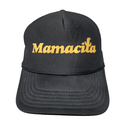Mamacita Snapback Mesh Back Rope Trucker Hat Black OSFM Solid Otto