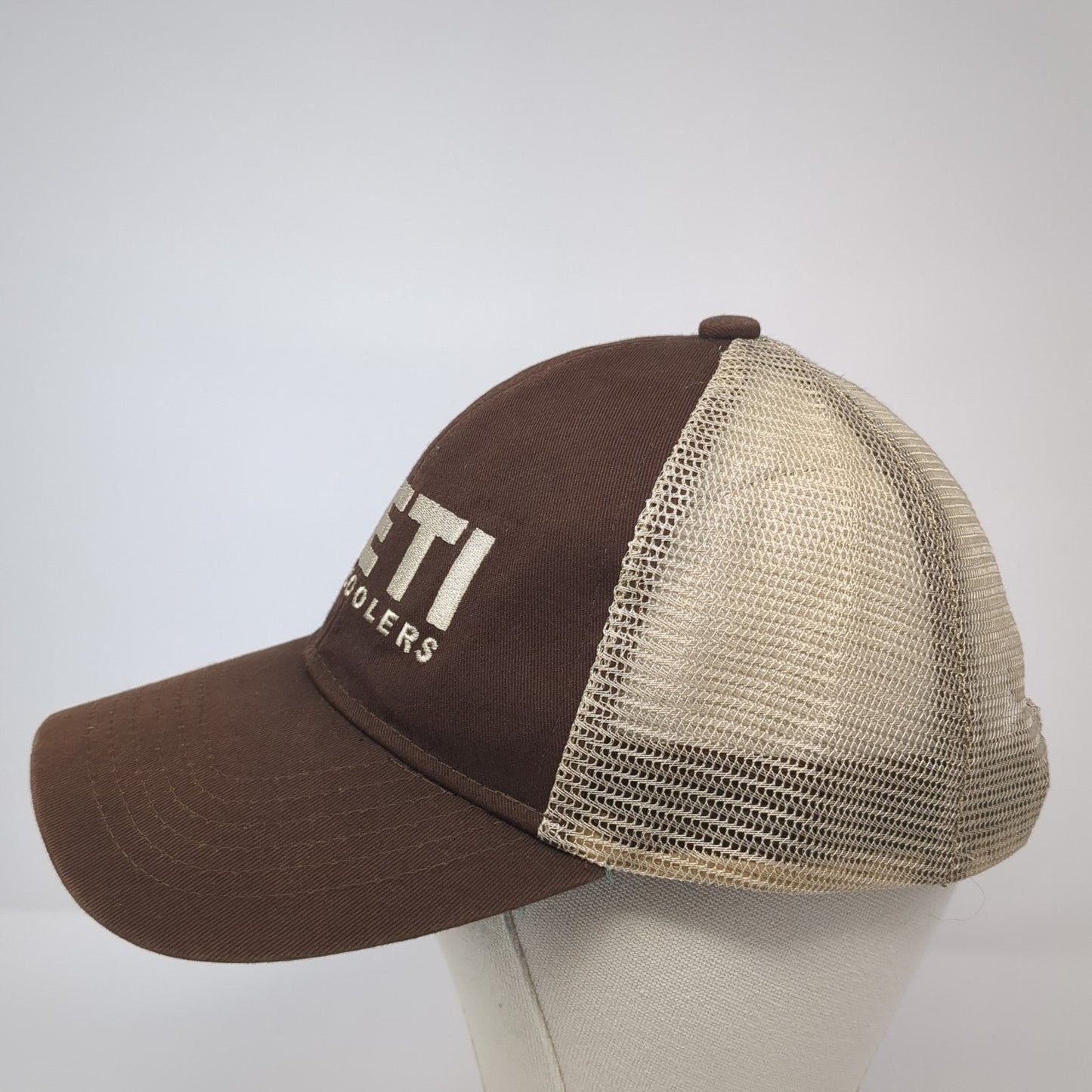 Yeti Coolers Snapback Trucker Hat Brown OS Adjustable Embroidered Mesh Back