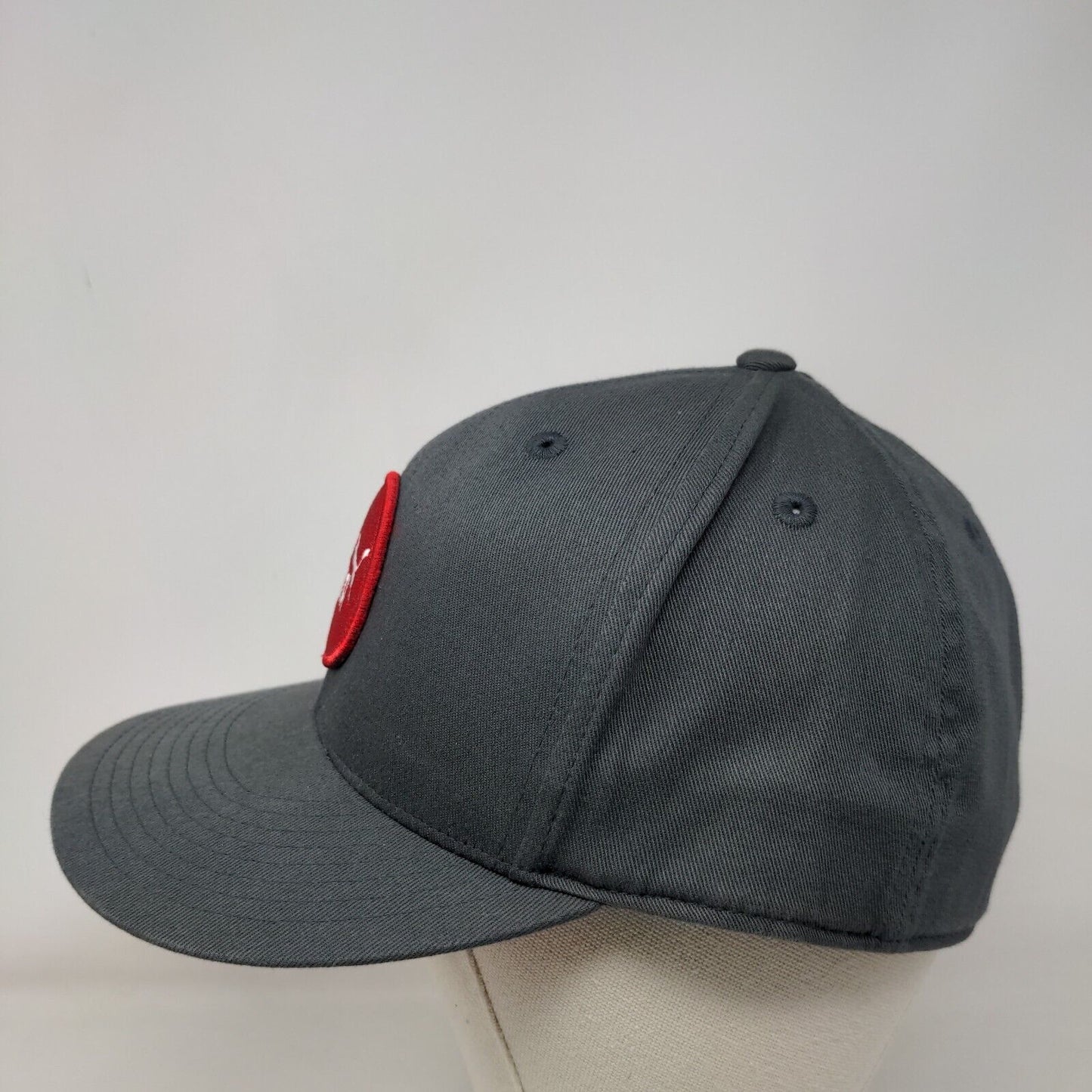 PUMA 210 Fitted Hat Gray L/XL Patch Logo Vented Holes Flexfit 6 Panel