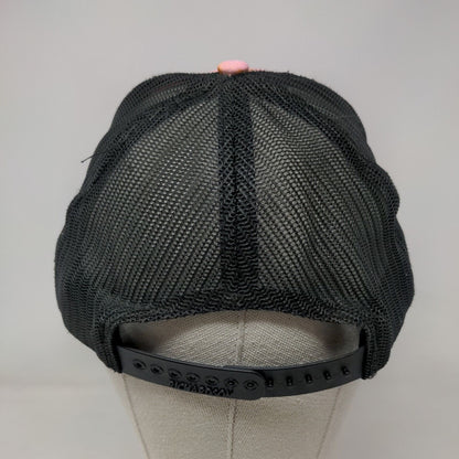 Richardson Leather Patch Snapback Mesh Back Trucker Hat Pink One Size