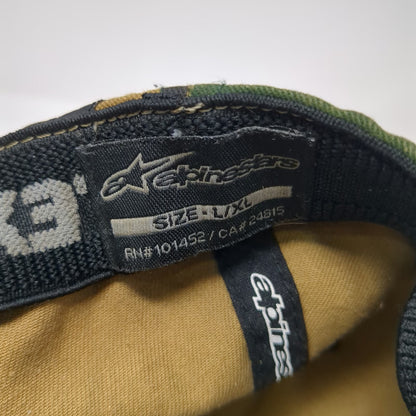 Alpinestars Baseball Cap Green Woodland Camo XL Flexfit Embroidered Logo Hat