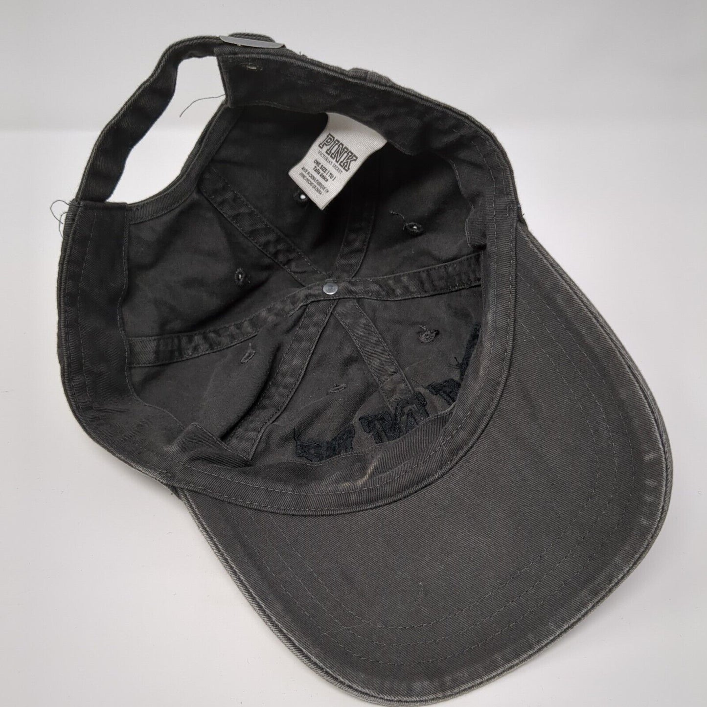 PINK Slideback Hat Black OS Adjustable Embroidered Victoria's Secret Cotton